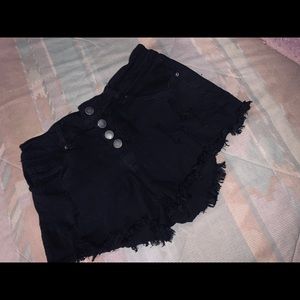 Black denim shorts